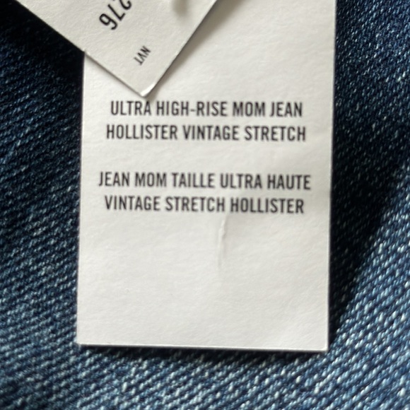 Hollister Ultra high rise Mom Jean vintage stretch 19R W34, L27 dark wash NWT - Picture 12 of 12